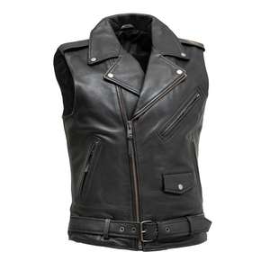 Gilet de motard en cuir classique pour homme 2024, veste de moto élégante sans manches - Product Image 1