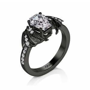 Jeulia Hiphop Black Bat Coffin <b>Ring</b> Sterling Silver Men's Enamel Gemstone <b>Ring</b> - Product Image 2