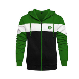 Sweat à capuche à fermeture éclair personnalisée en gros, veste de sport unisexe à blocs de couleur, sweat à capuche tendance à fermeture éclair personnalisée - Product Image 1