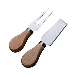 Manche en bois 4pcs couteau ensemble d'outils en acier inoxydable coupe-fromage tranche couteau ensemble - Product Image 6