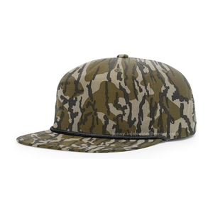 Chapeau de camouflage en corde Design Polyester Spandex Snapback Casquette à bord plat Chasse non structurée Gorra Mid Crown Lightweight 5 Panel Hat - Product Image 1