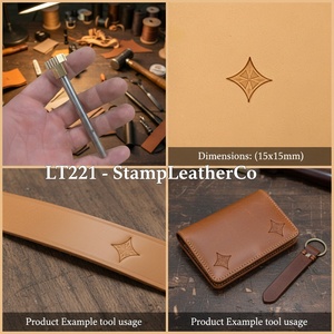 แผ่นหนังลายเรขาคณิตรูปดาว LT221ขนาด15x15มม. (7/12 "x 7/12") สำหรับงานฝีมือเครื่องหนังทรงเรขาคณิต - Product Image 1