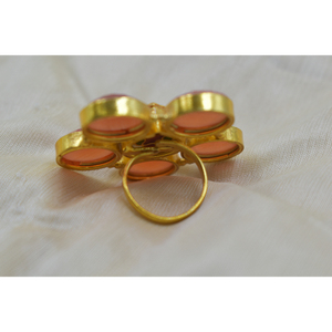 Joyería minimalista chapada en oro de 18 quilates, anillos de flores de piedra de latón chapados en oro, joyería básica para mujer, anillos de joyería de moda - Product Image 4