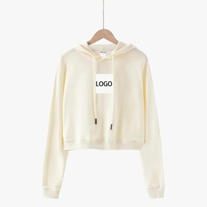 เสื้อฮู้ดครอปท็อปแขนยาวทรงโอเวอร์ไซส์แบบซิปครึ่งตัว คุณภาพสูงสำหรับผู้หญิง ออกกำลังกาย - Product Image 1