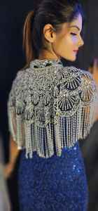 Cape burlesque élégante brins de perles paillettes attache le cou beau tissu de festival droit naturel pour les tenues de club polyester - Product Image 3