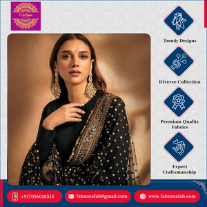 Diseñador de moda para bodas y fiestas, bordado pesado y trabajo de secuencia, Faux Georgette Anarkali, conjunto de vestido y Dupatta para mujeres - Product Image 2