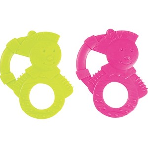Anillo de dentición Tigex Baby Mousse para los primeros dientes - Verde y Rosa - Product Image 1