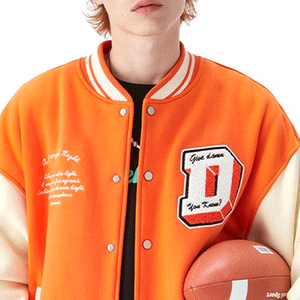 Logo personnalisé Laine Chenille Broderie Baseball Letterman Vestes Hommes Vintage Blanc En Cuir Manches Varsity Veste - Product Image 3