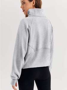 Femmes col roulé fermeture éclair court Hodes pour femme à la mode demi fermeture éclair col roulé sweat Streetwear femmes sweats à capuche - Product Image 5