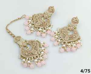 MOTIPEARL CHANDBALI INDIAN GOLD PLATED EARRING TRADITIONAL DROP & TONE EARRING &MANGTIKKA <b>SET</b> WOMEN & <b>GIRLS</b> - Product Image 5