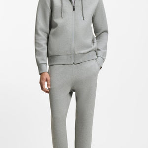 Ensemble de survêtement deux pièces pour homme en matière chaude, style décontracté, avec poignets côtelés, poches latérales et capuche, pour les acheteurs en gros, hiver - Product Image 3