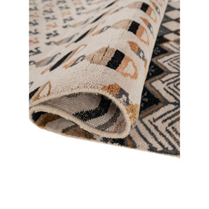 Manchaha Luxury Ivory Hand Knotted Wool Bamboo Silk Rug Geometric Modern Design Plush Pile <b>Washable</b> Carpet for Teens-Les-2748 - Product Image 2