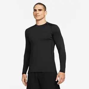 Sweat Wicking Lightweight Stretchy 92% Polyester 8% Spandex Black Mens Slim Fit Long Sleeve Top with Built in Breathability