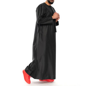 Dubai Round Neck Fitted <b>Men's</b> <b>Thobe</b> High End Durable Muslim Embroidered Solid Color <b>Men</b> Jubba Kameez - Product Image 4