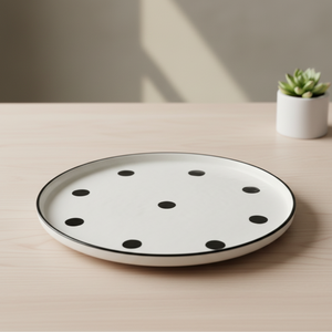 Disque en grès de qualité supérieure 3460897-25.5, 10 pouces, décoration à pois noirs - Product Image 4