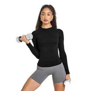 Vêtements de sport à haute compression unisexes, haut de yoga à manches courtes, t-shirt de sport, tissu jersey en coton et bambou pour l'été, salle de sport - Product Image 4