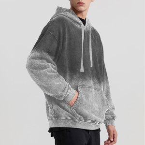 Vente en gros 450Gsm Pull Over Heavyweight Distressed Sweat à capuche brodé personnalisé imprimé vierge surdimensionné lavé à l'acide Hoodies unisexe - Product Image 5