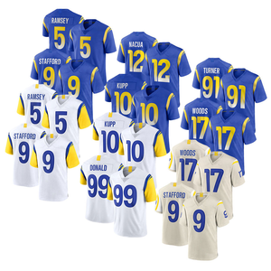 Maillots de football Los Angeles à manches courtes, imprimés et brodés, édition limitée VP, numéros 9 Matthew Stafford, 12 Puka Nacua, 17 Davante Adams - Product Image 1