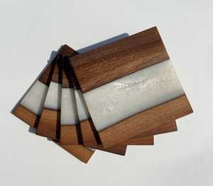 Sous-verres en résine faits à la main avec des types de bois exotiques - Product Image 6