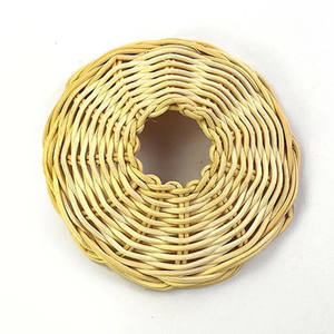 Lámpara de mimbre tejida a mano de estilo clásico, lámpara colgante de bambú rústico de lujo para el hogar, patrón redondo para sala de estar, Camping - Product Image 1