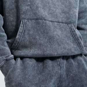 Factory Direct Supply 100% Top High Quality Acid Washed Tracksuit for Men Unisex Street Wear Custom Logo Printed <b>Fleece</b> Fabric - Product Image 6