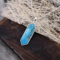 Colgante Unisex de Plata de Ley 925 con Turquesa Natural de Arizona, Forma Elegante, Engaste en Bisel, Estilo Bohemio, Hecho a Mano, de la Mejor Calidad, Gran Venta