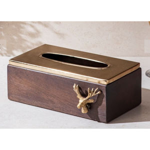 Porte-boîte à mouchoirs en bois de noyer Design floral moderne Distributeur de serviettes de bureau élégant pour la décoration de bureau à domicile - Product Image 5