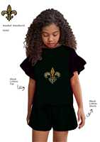2024 Fleur De Lis Designer Schattige Katoenen Op Maat Gemaakte Casual Zomer ODM Geborduurde Puffmouw Pailletten Mini Gelaagde Jurkjes voor Meisjes