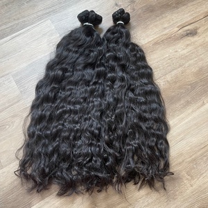 Trama ondulada natural doble dibujada de alta calidad superior cabello humano de Vietnam paquete ondulado de cabello vietnamita crudo - Product Image 4