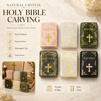 Biblia Sagrada de Cristal Tallada con Cruz Dorada, Adorno Religioso Hecho a Mano para el Hogar, la Oficina, el Altar y Regalos Festivos