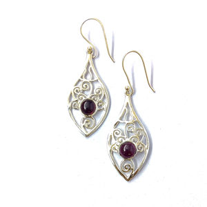 Boucles d'oreilles tendance en grenat, forme goutte d'eau, 4,3 grammes, en or rose, sertissage clos avec diamant, zircon et perle, pour fiançailles - Product Image 1