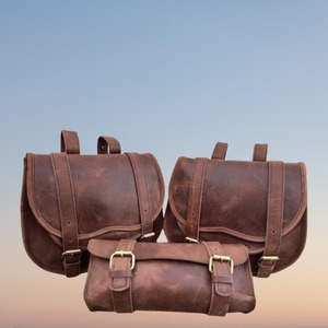 Bolsa de cuero personalizada para motocicleta, alforjas, bolsa de lona para viajes, regalo de Navidad, amantes de la bicicleta, venta de Cyber Monday, tres bolsas - Product Image 6