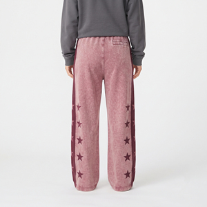<b>Women</b>’s Oversized Acid Wash Star Print Side Stripe Wide Leg Cotton Jogger Sweatpants Custom <b>Baggy</b> Casual Streetwear <b>Trousers</b> - Product Image 2