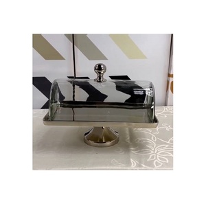 Serveur de gâteau en bois avec couvercle en verre et bouton en bois Serveur de dessert de forme ronde de qualité supérieure au prix le plus bas - Product Image 6