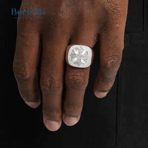 Venta caliente de oro blanco 14K Iced Cross Ring con VVS Moissanite Diamond High Fashion Hip Hop Style - Product Image 1