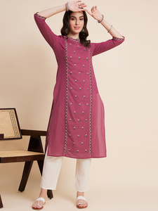 Meilleure Qualité Dernière Conception Broderie Col V Trois Quarts Manches Kurti Avec Pantalon Ensembles Élégant Indien Festif Kurti Ensembles En Vrac - Product Image 2