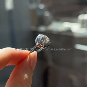 Precioso anillo de bodas de compromiso de Plata de Ley 925, corte de botón de caramelo, diamante simulado, diseño de Halo de moissanita, regalo chapado en oro - Product Image 5