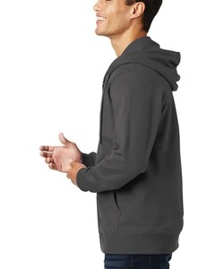 Pull lourd uni avec logo personnalisé 100% coton Sweats à capuche avec fermeture éclair coupe ample pour hommes Style Streetwear - Product Image 3