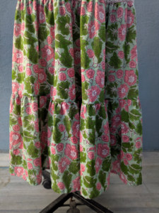 Jupe maxi décontractée bohème pour femme, en coton écologique, à imprimé artisanal, à volants, ajustable, longueur cheville, avec sequins contrastés - Product Image 5