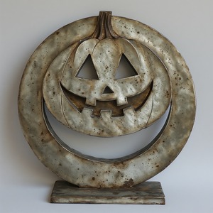 Sculpture de citrouille en aluminium de qualité supérieure, surface patinée artisanale, détails artisanaux conçus pour rehausser la fête d'Halloween - Product Image 1