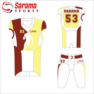 ชุดยูนิฟอร์มอเมริกันฟุตบอลแขนสั้นสำหรับฤดูร้อน คุณภาพดีที่สุด ออกแบบเองได้ ระบายอากาศได้ดี พร้อมโลโก้และดีไซน์ตามสั่ง รับสั่งทำจำนวนมาก - Product Image 1
