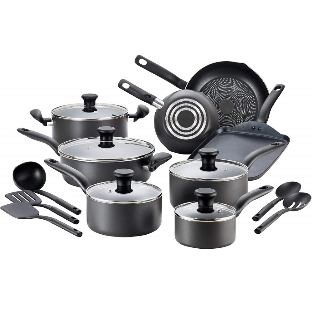 New Arrivals Modern 18 Pieces Aluminum Cookware Sets Nonstick Kitchenware for Kitchen Cooking With Nylon Accessories