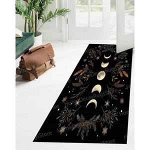 Alfombra Boho con Estampado de Luna y Flores - Decoración Boho Moderna, Alfombra Suave con Pelo Largo - Product Image 4