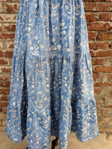 Robe Maxi d'été en pur coton pour femmes imprimé floral bohème bloc de main imprimé Style indien Logo dos écologique pour l'automne - Product Image 6
