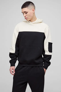 Conjunto Deportivo de 2 Piezas para Hombre, 100% Algodón, con Capucha, Estilo Holgado, Logotipo Personalizado Serigrafiado, Diseño Bicolor, Ropa Urbana de Invierno, Venta al Por Mayor, Alta Calidad - Product Image 3