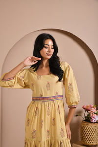 Vestido Midi de Algodón con Estampado de Bloques de Jaipur para Mujer, Fabricación al por Mayor OEM, Talla y Etiqueta Personalizadas, Proveedor de Fábrica - Product Image 4