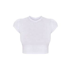 Top corto de mujer con diseño de logotipo personalizado, fácil de usar, antiarrugas, transpirable, antiapilamiento, a precio al por mayor - Product Image 2