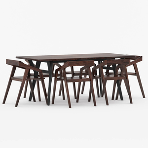 Ensemble de chaises et table à manger en teck massif et matériaux de haute qualité pour une utilisation en intérieur et en extérieur - Product Image 3