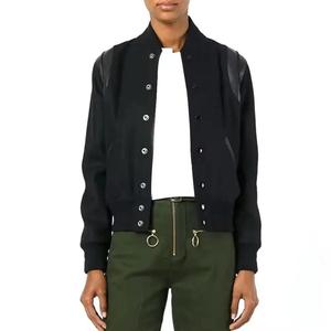 Veste de sport verte pour homme avec manches en cuir PU noir, col rabattu, coupe classique, vêtements d'extérieur décontractés pour l'automne - Product Image 1