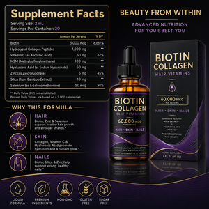 Péptidos de Colágeno Hidrolizado Líquido a Granel con Biotina y Vitamina C, Gluconato de Zinc Biodisponible, para Belleza y Bienestar Diario - Product Image 6